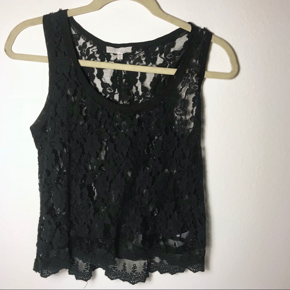 Lush - Black Sheer Lace tank Top